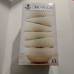 CREAM TEXTURED BOWLS-SET OF 6-NEW